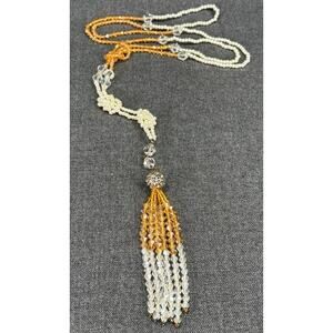 Vintage Flapper Necklace with Glass Beads